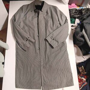 Vintage Koratron Houndstooth Trench Coat SIZE 42L